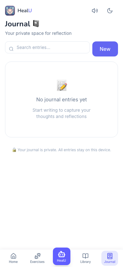 HealU App - Private Journal